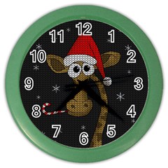 Christmas Giraffe  Color Wall Clocks