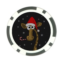 Christmas Giraffe  Poker Chip Card Guard