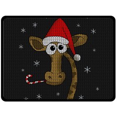 Christmas Giraffe  Fleece Blanket (Large) 