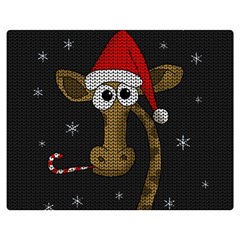 Christmas Giraffe  Double Sided Flano Blanket (Medium) 