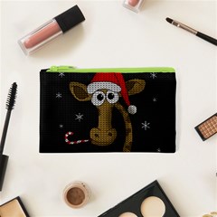 Christmas Giraffe  Cosmetic Bag (xs) by Valentinaart