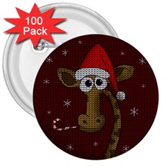 Christmas Giraffe  3  Buttons (100 pack) 