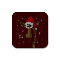 Christmas Giraffe  Rubber Coaster (Square) 