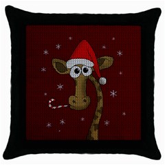 Christmas Giraffe  Throw Pillow Case (Black)