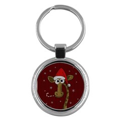 Christmas Giraffe  Key Chains (round)  by Valentinaart