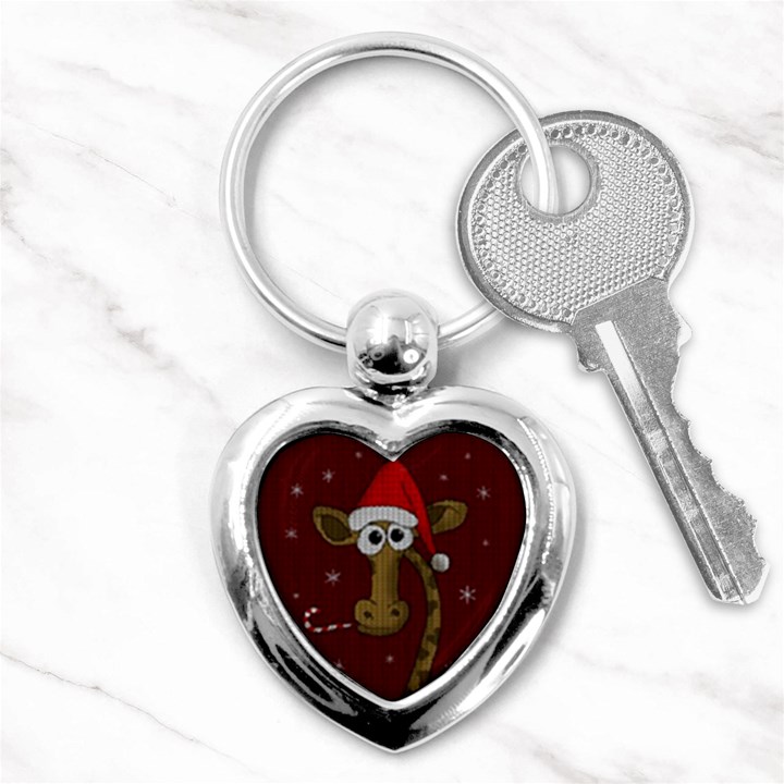 Christmas Giraffe  Key Chains (Heart) 