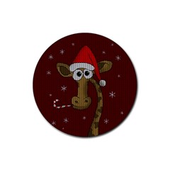 Christmas Giraffe  Rubber Coaster (round)  by Valentinaart