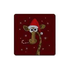 Christmas Giraffe  Square Magnet