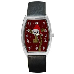 Christmas Giraffe  Barrel Style Metal Watch