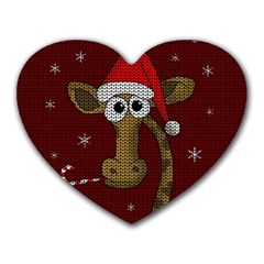 Christmas Giraffe  Heart Mousepads by Valentinaart