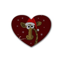 Christmas Giraffe  Heart Coaster (4 Pack) 