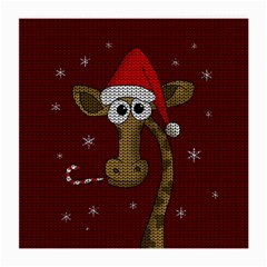 Christmas Giraffe  Medium Glasses Cloth (2-side) by Valentinaart