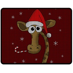 Christmas Giraffe  Fleece Blanket (Medium) 