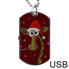 Christmas Giraffe  Dog Tag USB Flash (Two Sides)