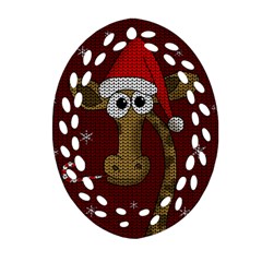 Christmas Giraffe  Ornament (Oval Filigree)