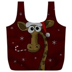 Christmas Giraffe  Full Print Recycle Bags (L)  Back