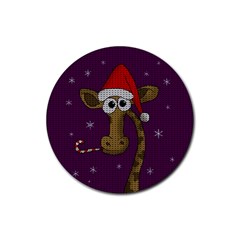 Christmas Giraffe  Rubber Coaster (round)  by Valentinaart