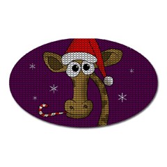 Christmas Giraffe  Oval Magnet by Valentinaart