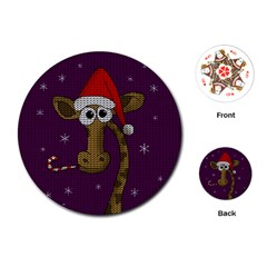 Christmas Giraffe  Playing Cards (round)  by Valentinaart