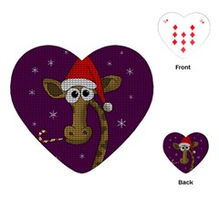 Christmas Giraffe  Playing Cards (heart)  by Valentinaart