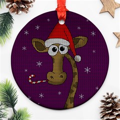 Christmas Giraffe  Round Ornament (two Sides) by Valentinaart