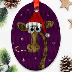 Christmas Giraffe  Oval Ornament (two Sides) by Valentinaart