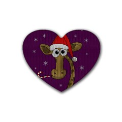 Christmas Giraffe  Heart Coaster (4 Pack) 