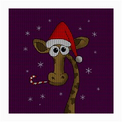 Christmas Giraffe  Medium Glasses Cloth (2-side) by Valentinaart