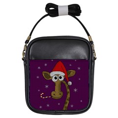 Christmas Giraffe  Girls Sling Bags by Valentinaart