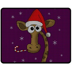 Christmas Giraffe  Fleece Blanket (medium)  by Valentinaart