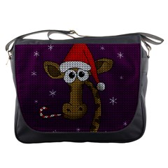 Christmas Giraffe  Messenger Bags by Valentinaart