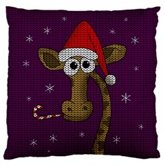 Christmas Giraffe  Large Cushion Case (two Sides) by Valentinaart