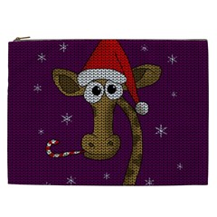 Christmas Giraffe  Cosmetic Bag (xxl)  by Valentinaart