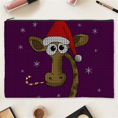 Christmas Giraffe  Cosmetic Bag (xxxl)  by Valentinaart