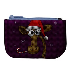 Christmas Giraffe  Large Coin Purse by Valentinaart