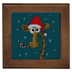 Christmas Giraffe  Framed Tiles by Valentinaart