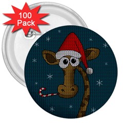 Christmas Giraffe  3  Buttons (100 Pack)  by Valentinaart