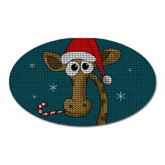 Christmas Giraffe  Oval Magnet by Valentinaart