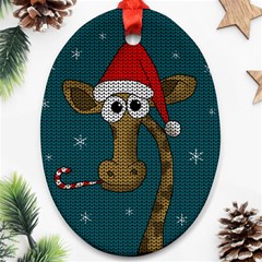 Christmas Giraffe  Oval Ornament (two Sides) by Valentinaart