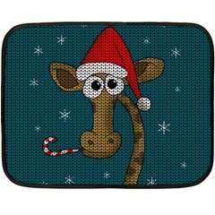 Christmas Giraffe  Double Sided Fleece Blanket (mini)  by Valentinaart