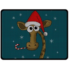 Christmas Giraffe  Fleece Blanket (large)  by Valentinaart