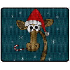 Christmas Giraffe  Fleece Blanket (medium)  by Valentinaart