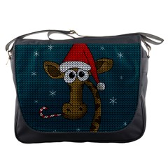 Christmas Giraffe  Messenger Bags by Valentinaart