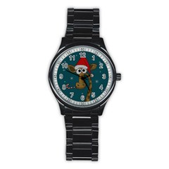 Christmas Giraffe  Stainless Steel Round Watch by Valentinaart