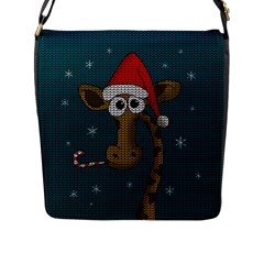 Christmas Giraffe  Flap Messenger Bag (l)  by Valentinaart