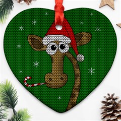 Christmas Giraffe  Ornament (heart) by Valentinaart