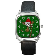 Christmas Giraffe  Square Metal Watch by Valentinaart