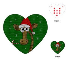 Christmas Giraffe  Playing Cards (heart)  by Valentinaart