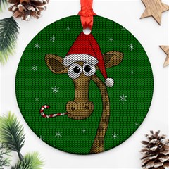 Christmas Giraffe  Round Ornament (two Sides) by Valentinaart