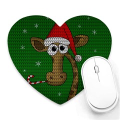 Christmas Giraffe  Heart Mousepads by Valentinaart